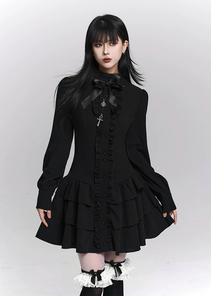 SILENT RUFFLE TIERED DRESS / LG1496