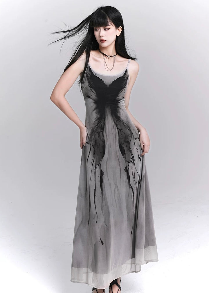 INK ART TULLE LONG DRESS / LG1591
