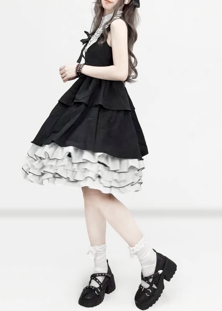 MONOTONE LAYERED FRILL DRESS /LG1621