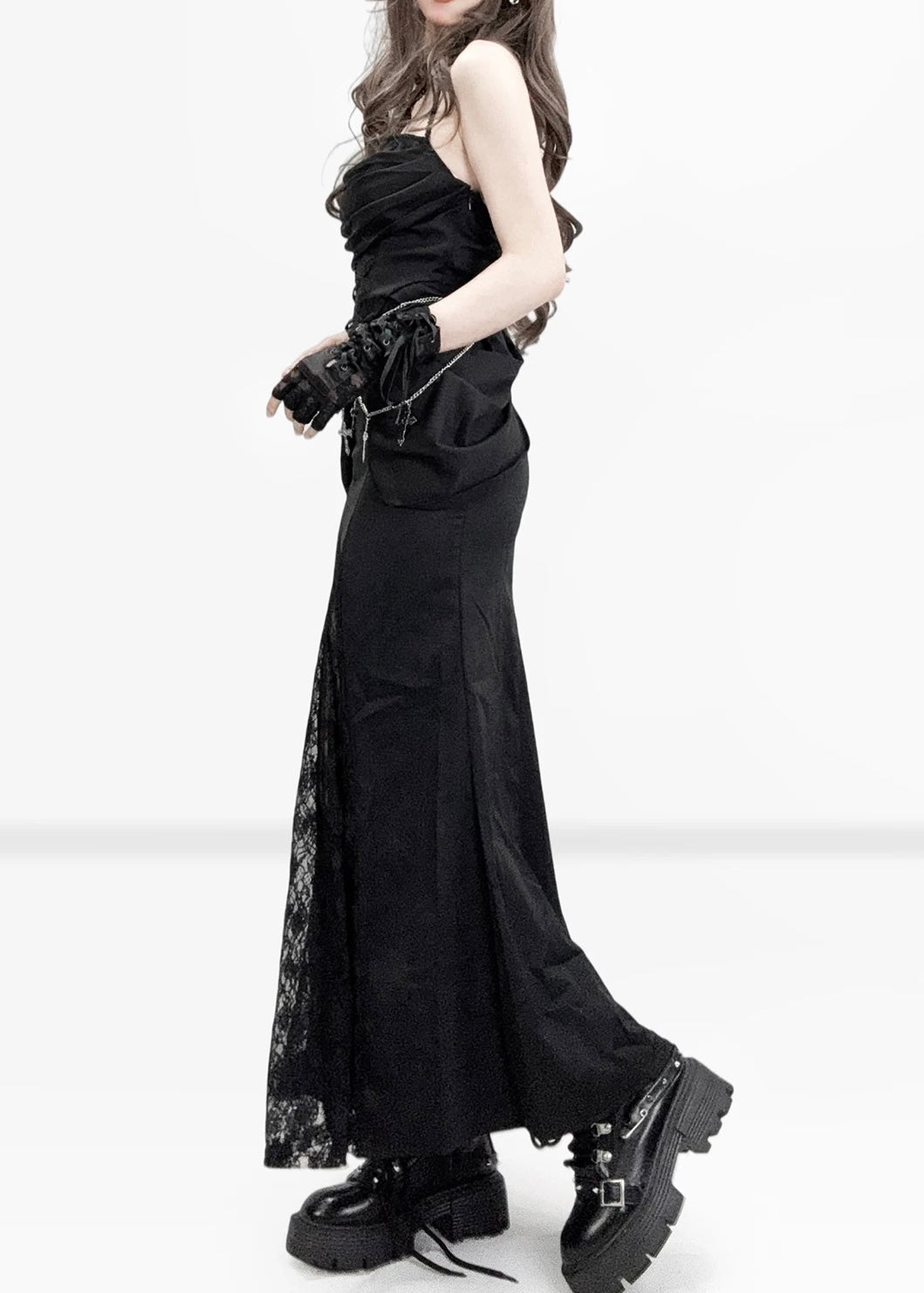 GOTHIC CROSS STRAP LONG DRESS / LG1557