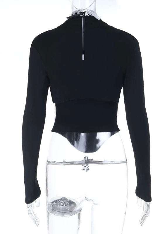 BLACK LACE RIBBON LAYERED TOP / LG1577