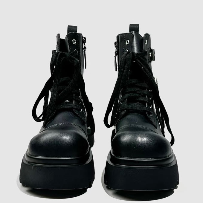 DARK Double Buckle Platform Boots / V1182