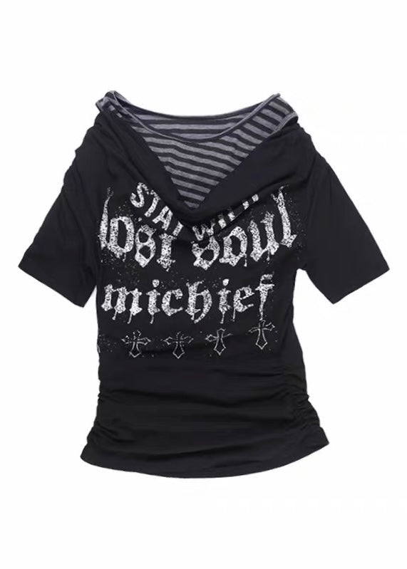 DARK OFF-SHOULDER LAYERED GRAPHIC TOP / LG1688