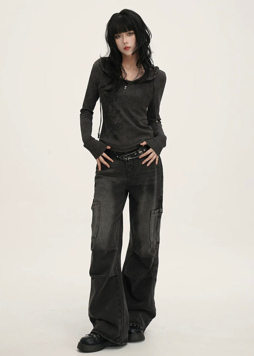 FAKE LAYERED ZIP HOODIE / LG1382