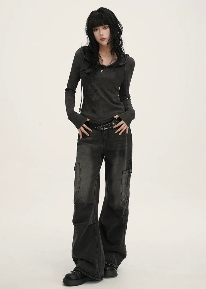 FAKE LAYERED ZIP HOODIE / LG1382