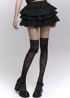 Dark ruffle lace hem skirt / LG1307_e4r
