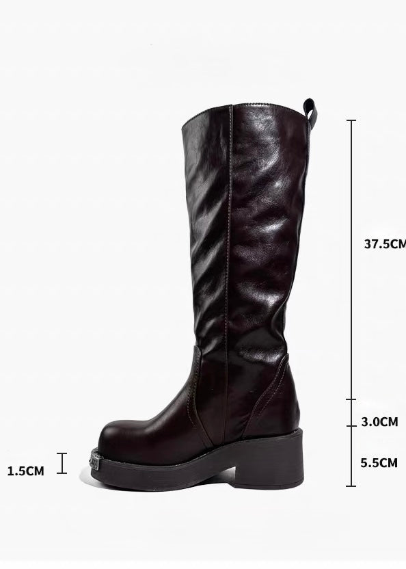 DARK METAL PLATE LONG BOOTS / V1185