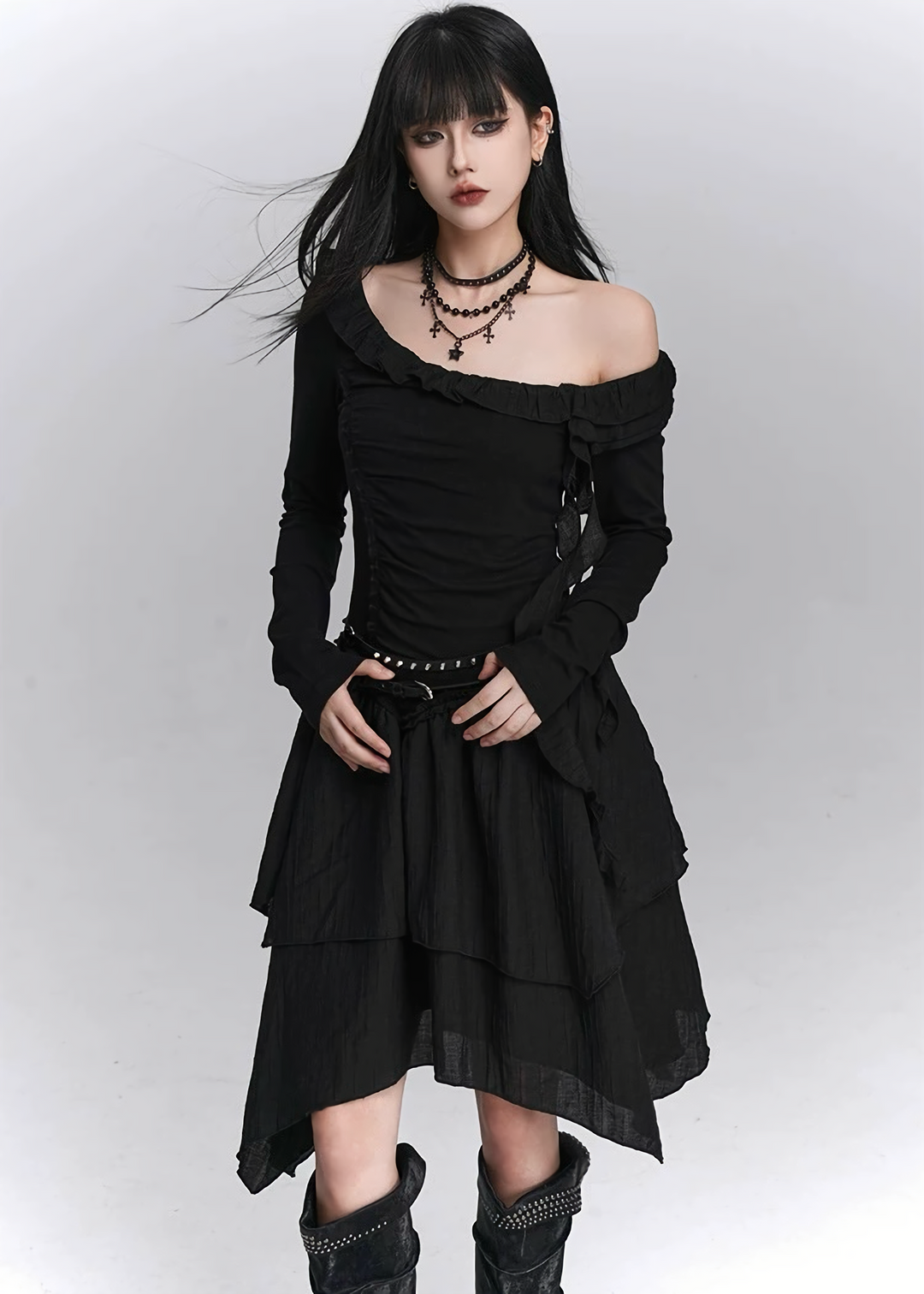 ASYMMETRIC GOTHIC FRILL DRESS / LG1446