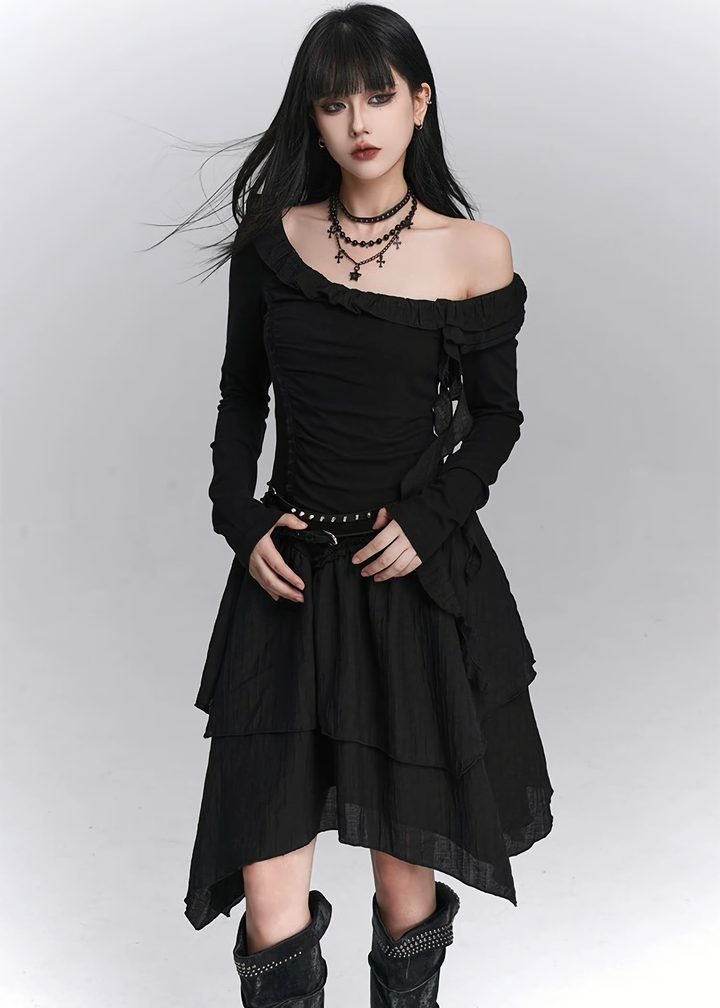 ASYMMETRIC GOTHIC FRILL DRESS / LG1446