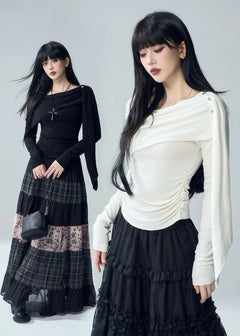 BUTTON DRAPE LAYERED TOP / LG1716
