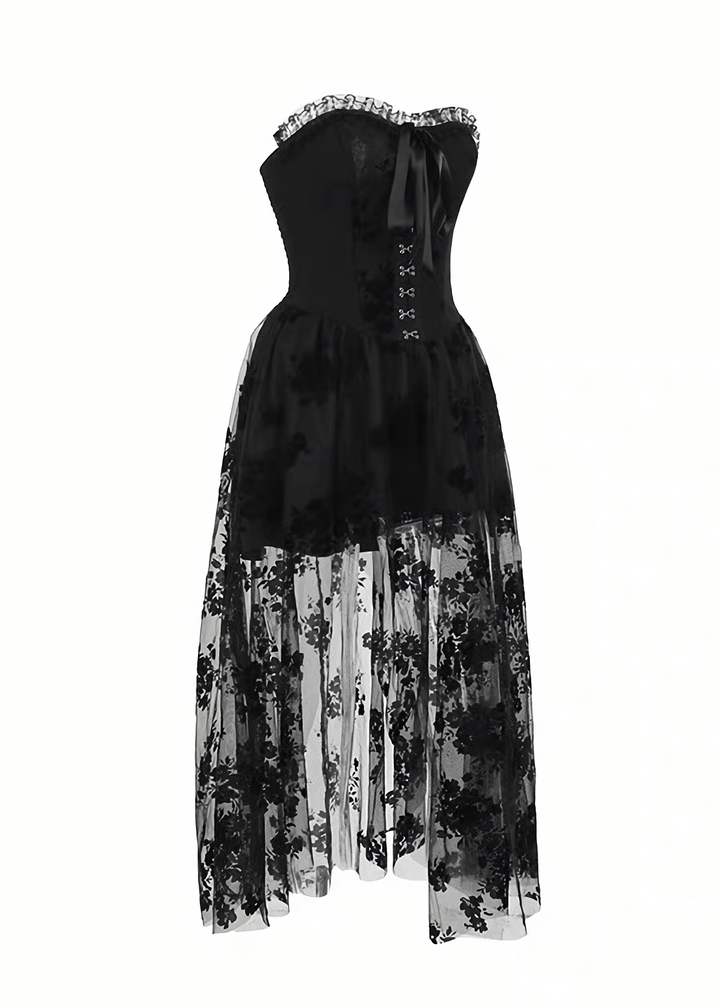 GOTHIC FLOCKY TULLE DRESS SET / LG1137