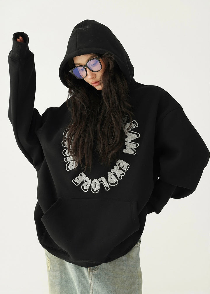 embroidery pullover hoodie / AS1169