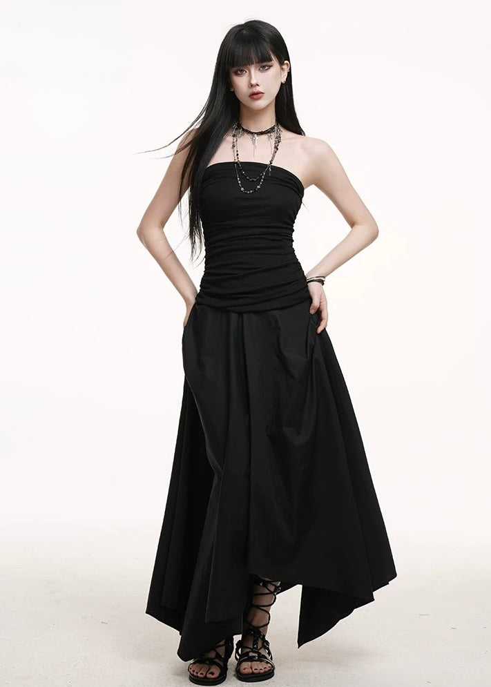 Tube top flare long dress / LG1248