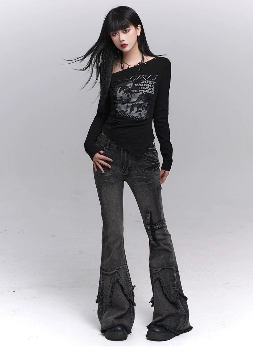 Asymmetry Techno Print Top / LG1369