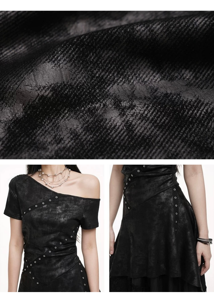 dark chic one shoulder dress set / LG1249 