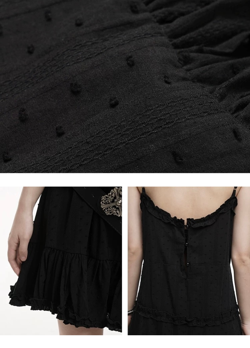 v-neck suspender black dress / LG1247