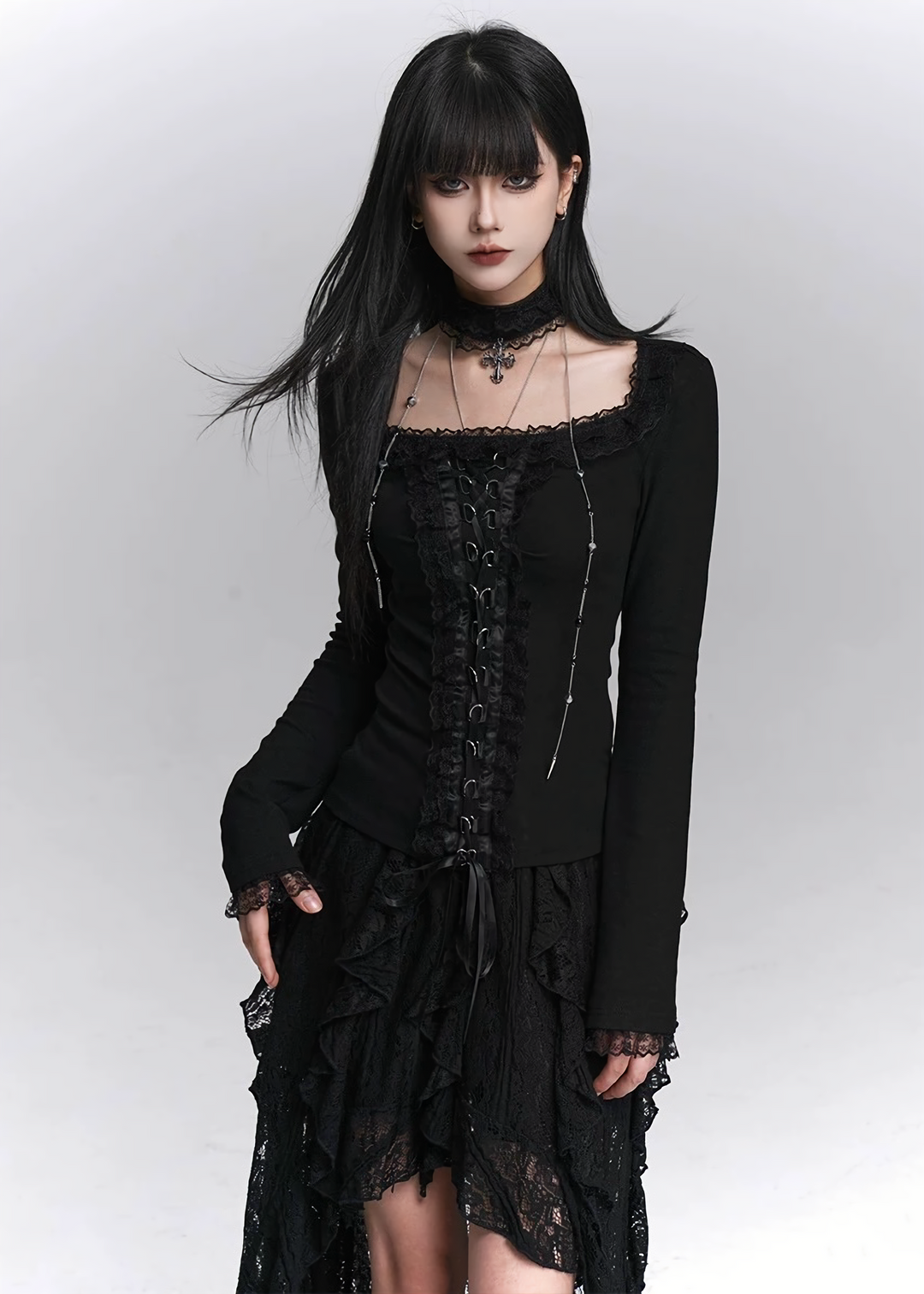 LACE-UP GOTHIC CHOKER TOP / LG1431