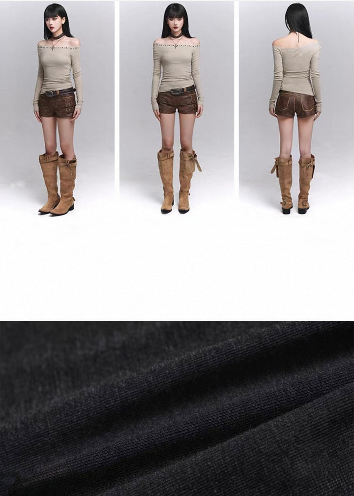 Nocturne Studded Off-Shoulder Top / lg1344 