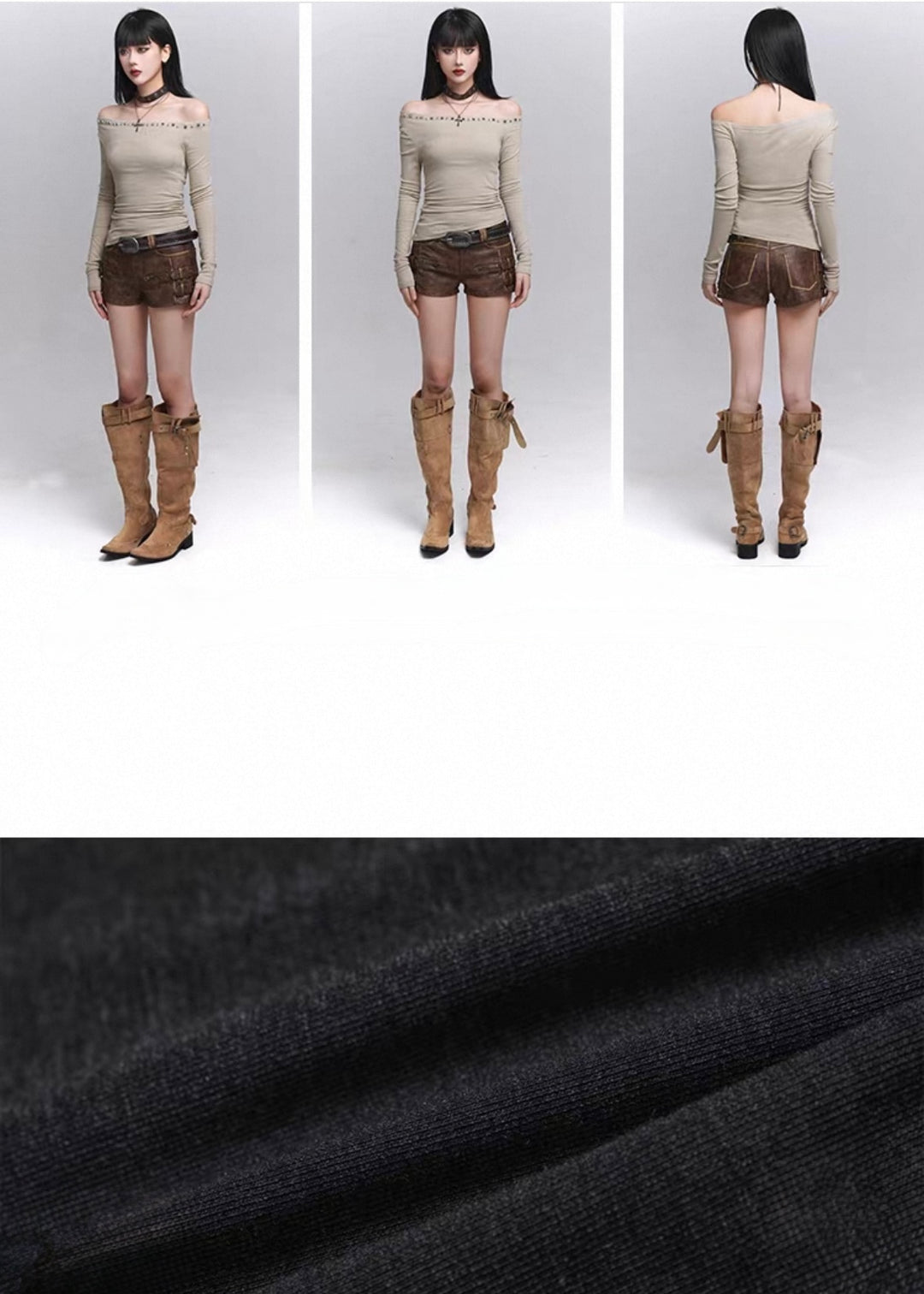 Nocturne Studded Off-Shoulder Top / lg1344