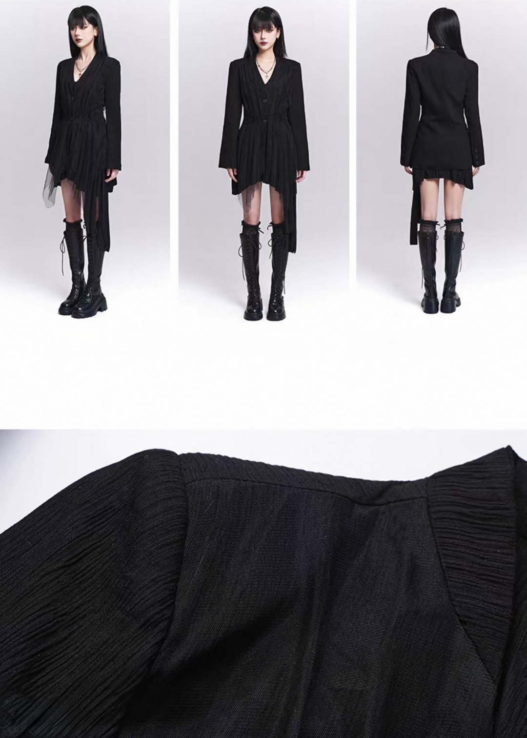 Sheer Pleats Layered Long Shirt / LG1517