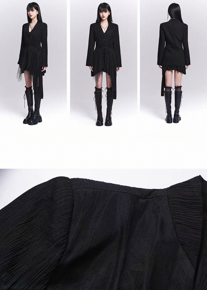 Sheer Pleats Layered Long Shirt / LG1517