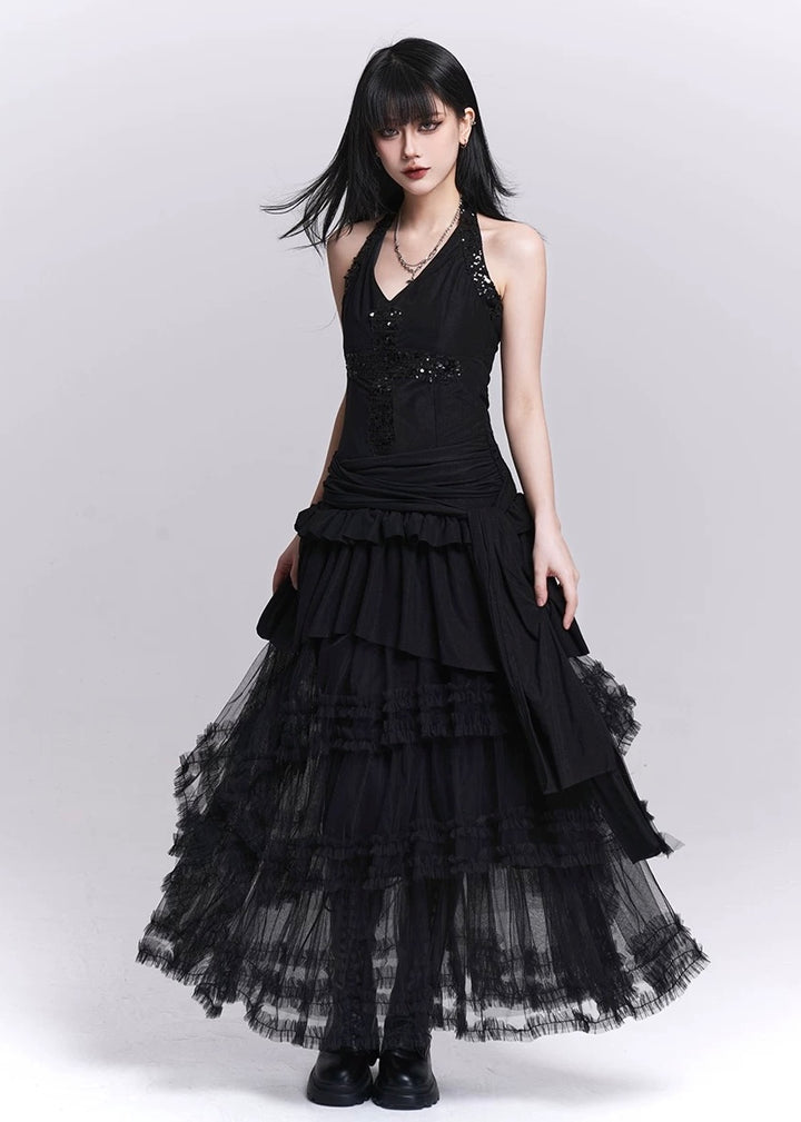 SEQUIN CROSS HALTER TOP / LG1548