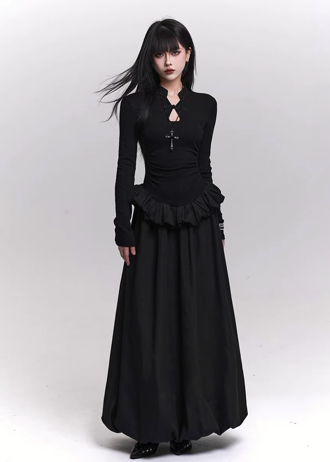 RUINED RUFFLE LONG DRESS / LG1455