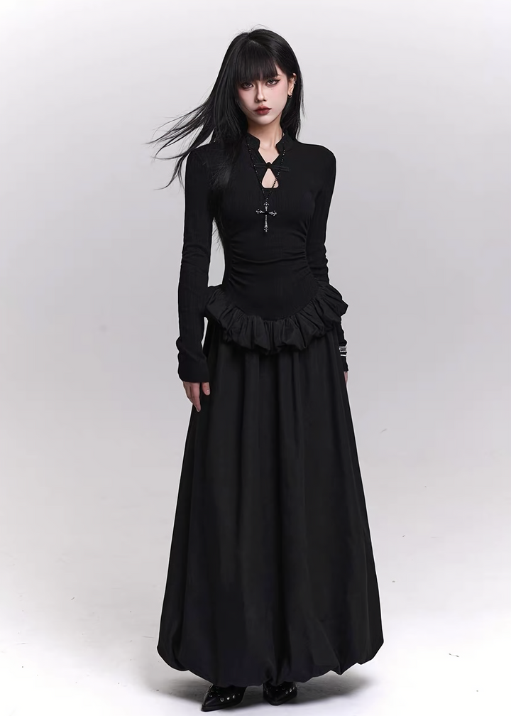 RUINED RUFFLE LONG DRESS / LG1455
