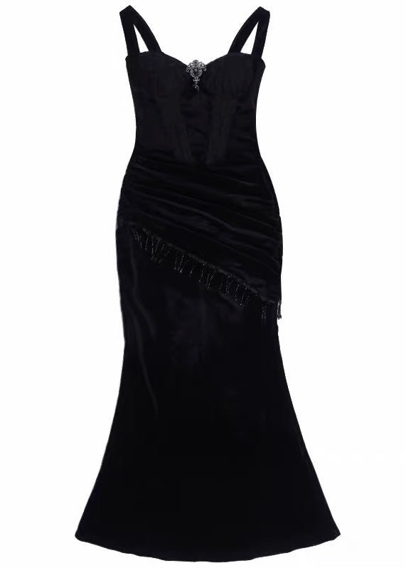 VELVET LACE DRAPE DRESS / LACE BELL SLEEVE BOLERO / LG1731