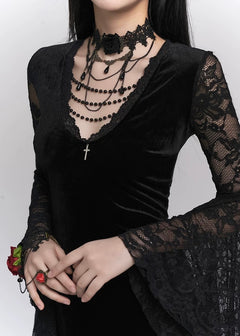Dark Gothic - Rose Choker Band Necklace / LG1146_e4r