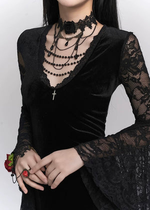 Dark Gothic - Rose Choker Band Necklace / LG1146_e4r