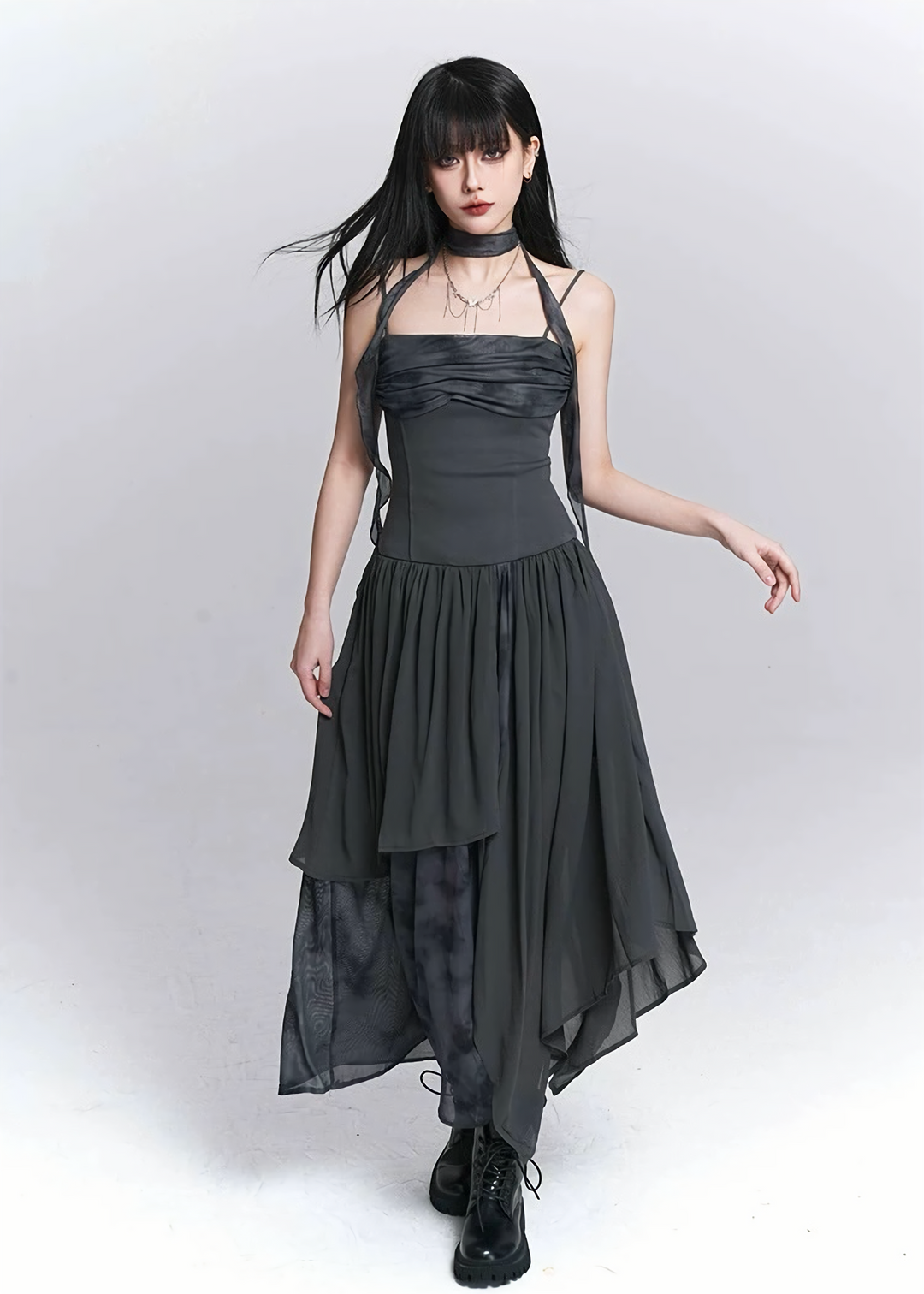 IRREGULAR LAYERED CHIFFON DRESS / LG1529