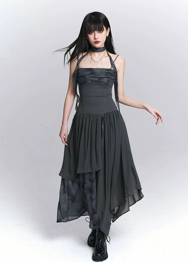 IRREGULAR LAYERED CHIFFON DRESS / LG1529