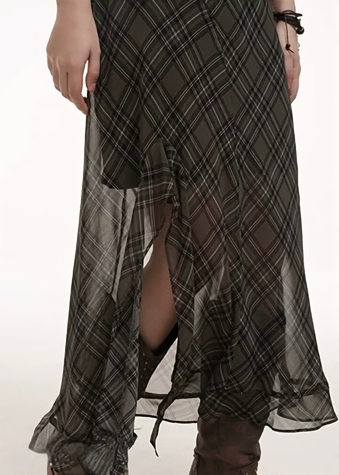 Sheer Check Camisole Dress/lg1252 
