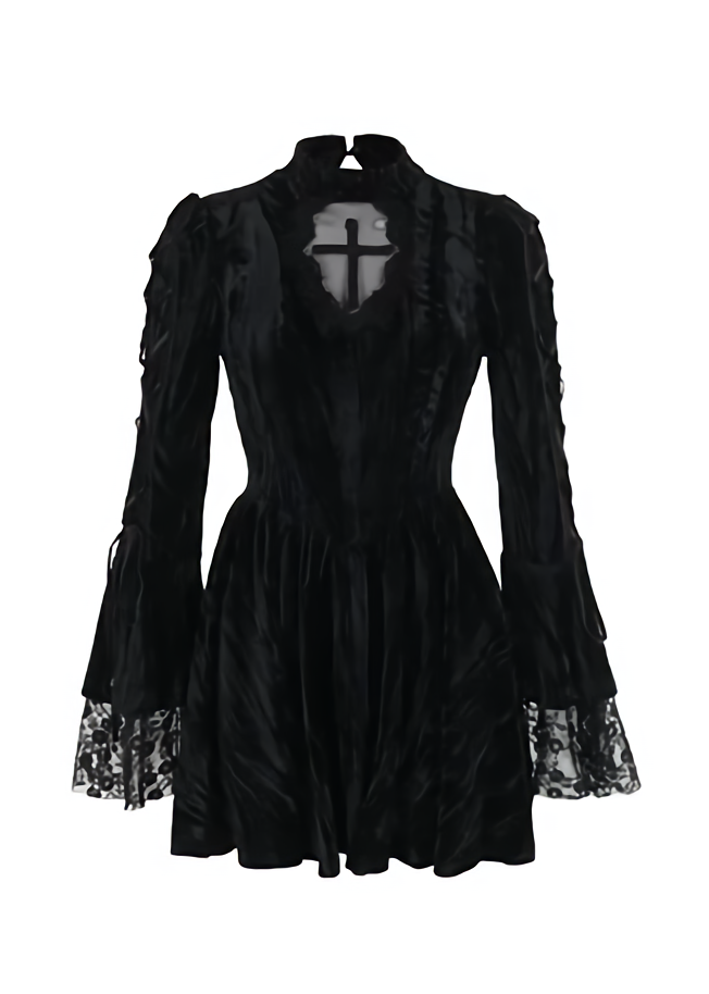 goth velvet lacing mini dress / lg1139