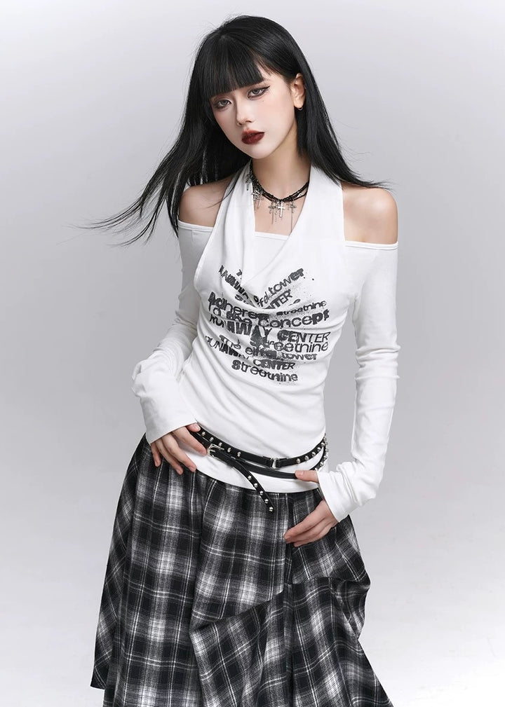 Drape Print Cutout Top / lg1372