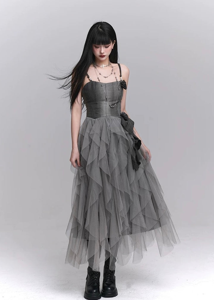 dark rose suspender dress / LG1214_e4r
