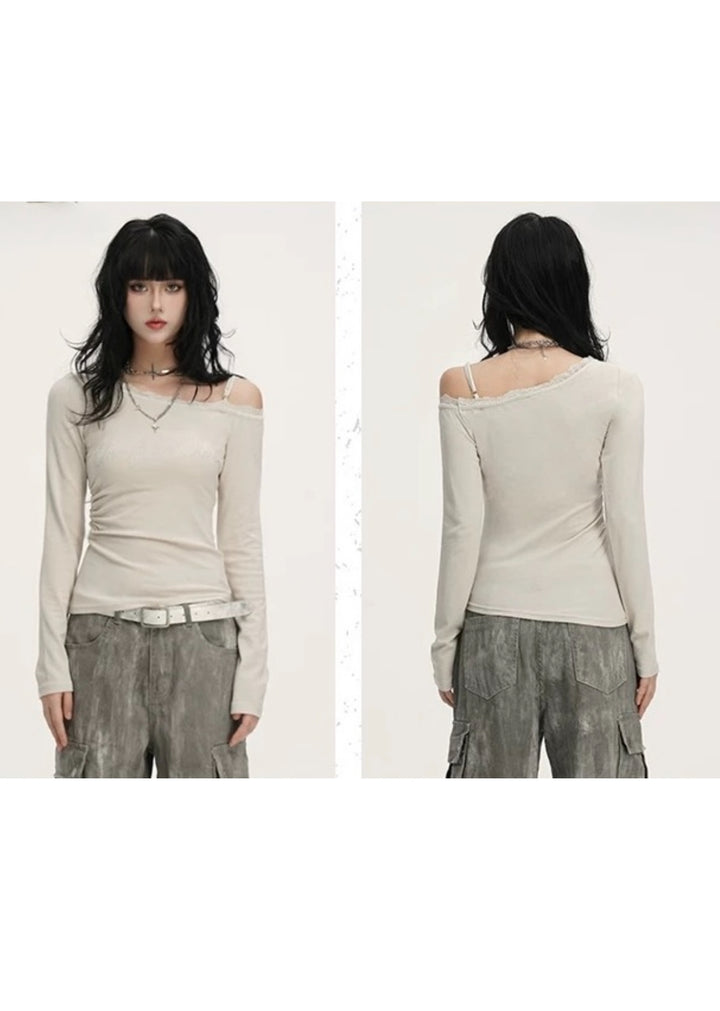 Asymmetry Off Shoulder Logo Top / LG1385