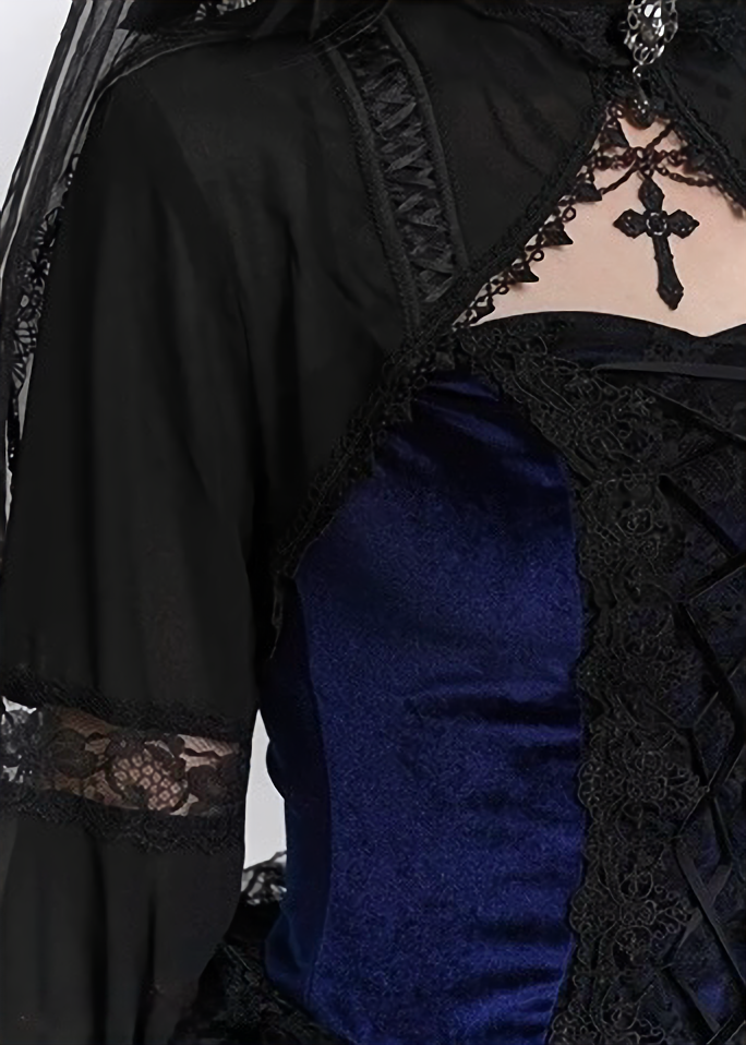 NIGHT ROSE LACE CARDIGAN & VELVET SHADOW GOTHIC DRESS / LG1407
