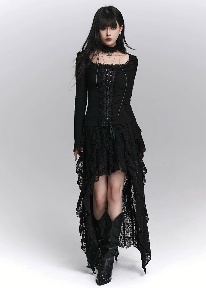 LACE-UP GOTHIC CHOKER TOP / LG1431