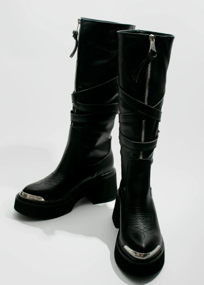 Rivet heavy metal high boots / v1111