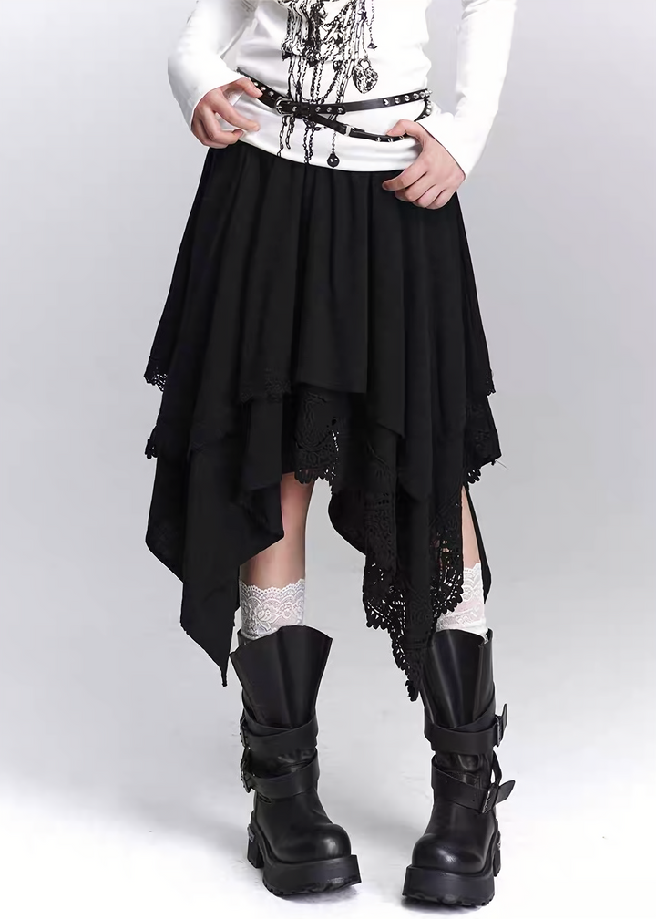 Layered Asymmetry Lace Skirt / LG1444