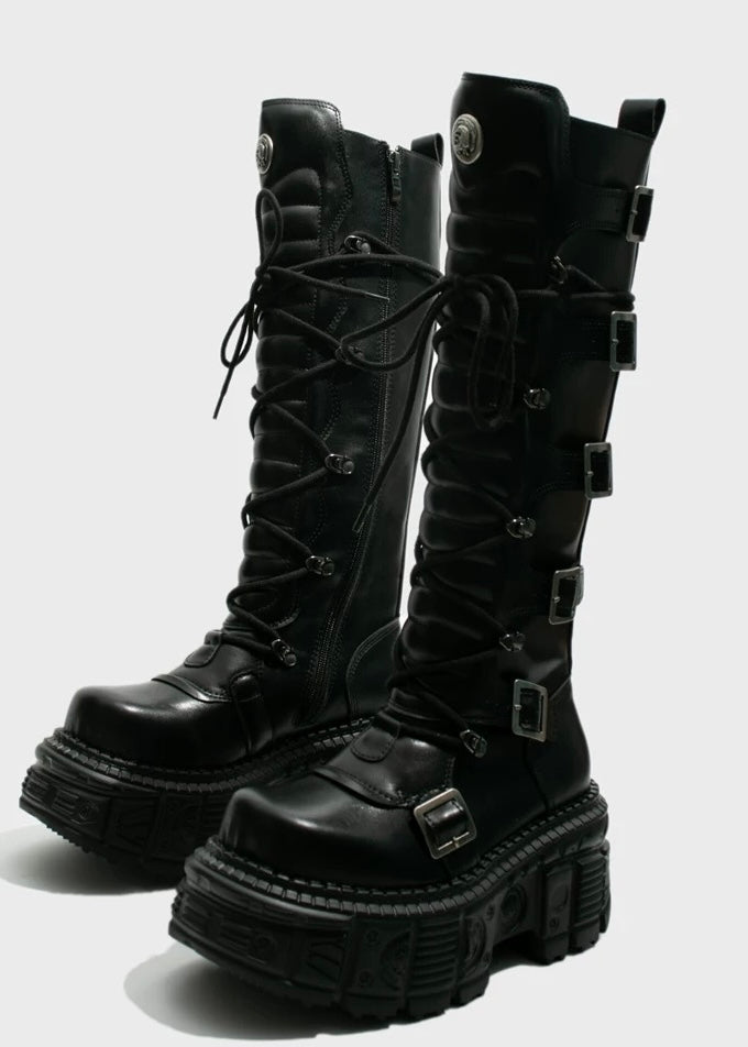 punk style high boots / v1103