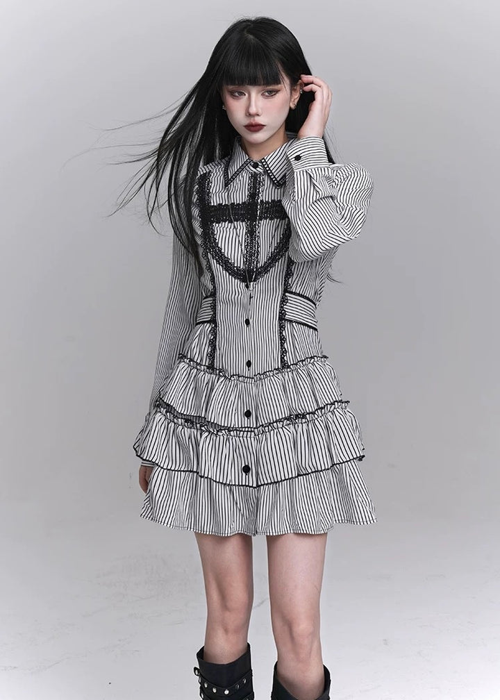 gothic striped dress / LG1237_e4r