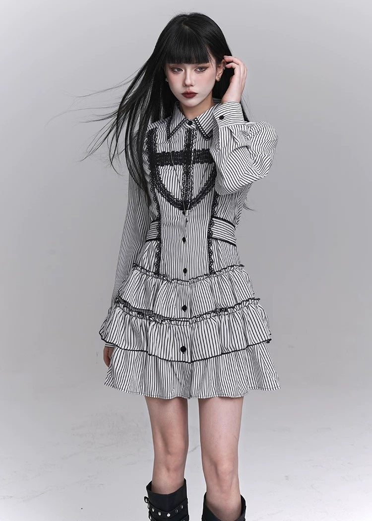 gothic striped dress / LG1237