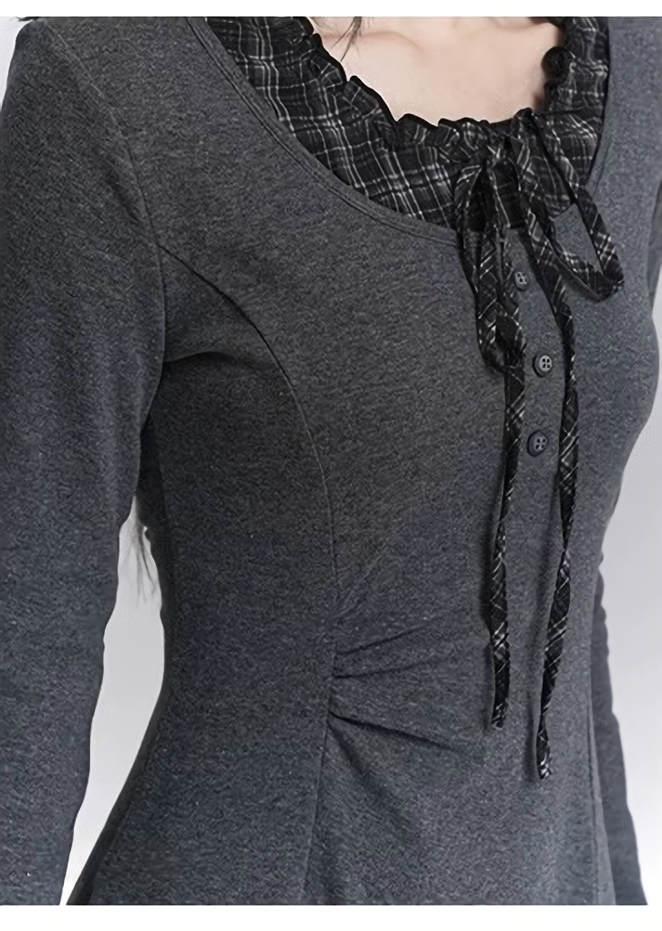 RUFFLED GOTHIC LONG DRESS / LG1433