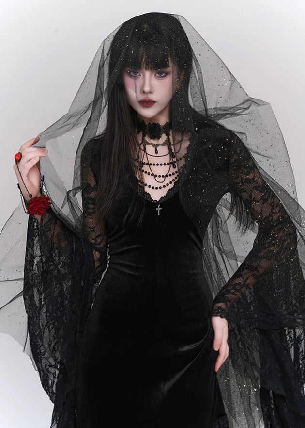 Dark Gothic - Rose Choker Band Necklace / LG1146_e4r