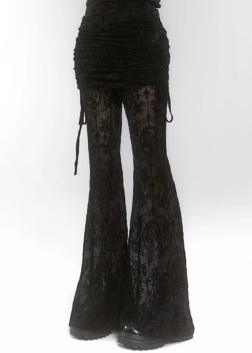 lace flare see-through pants / LG1188