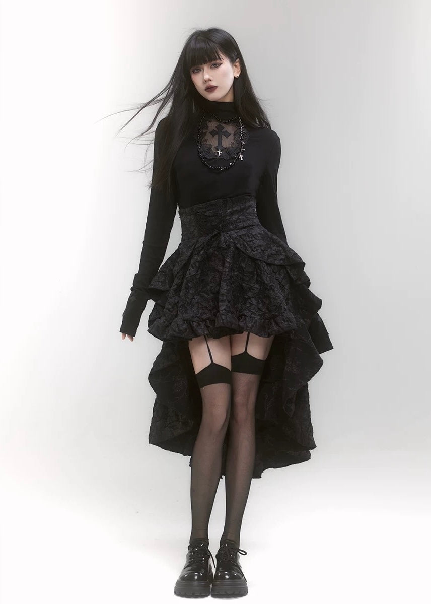 cross turtleneck slim fit &amp; cross gothic ballet skirt / LG1187