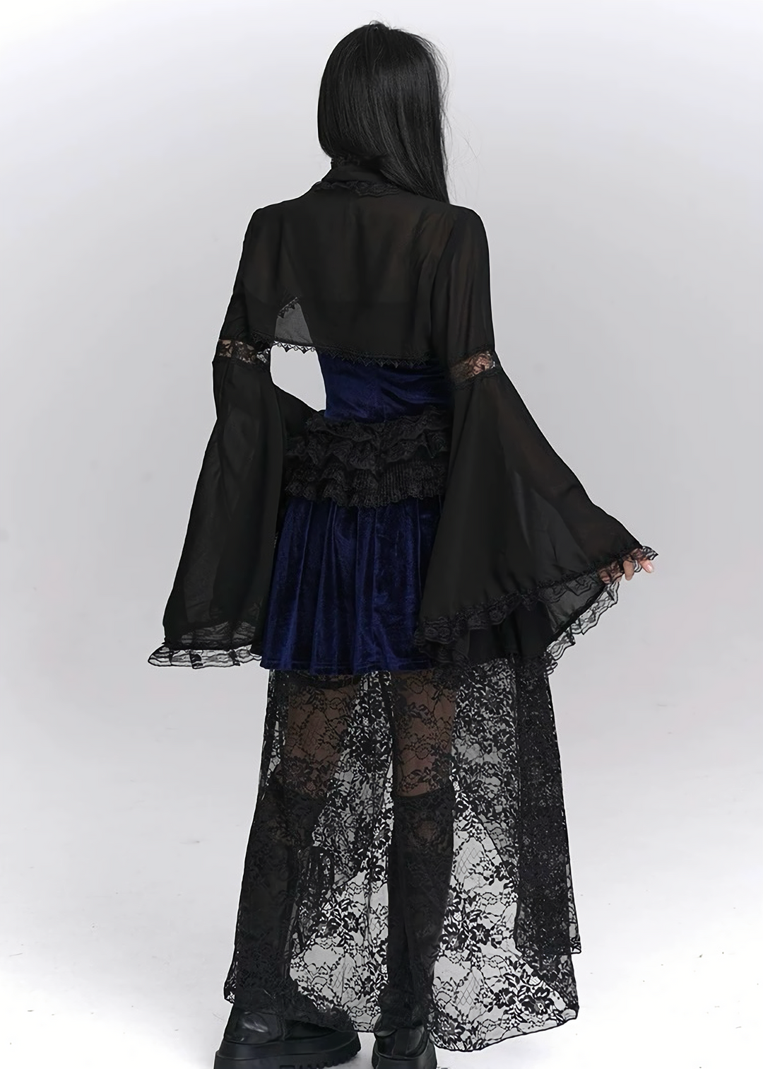 NIGHT ROSE LACE CARDIGAN & VELVET SHADOW GOTHIC DRESS / LG1407